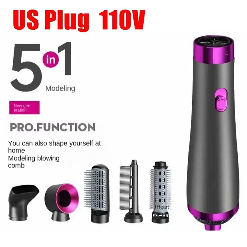 WoodFlows© 5 In 1 Hair Dryer Brush Set